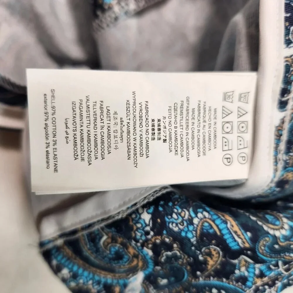 Michael Kors Plus Size Paisley Capri Pants 16W Midnight Blue Stretch New No Tags - Picture 7 of 8